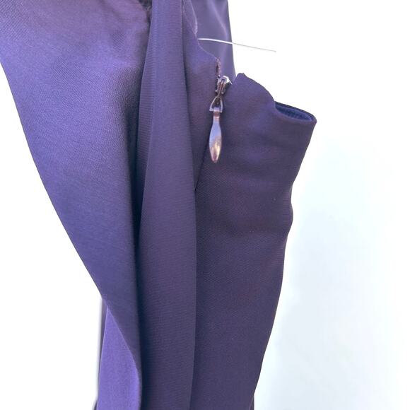 Alberta Ferretti Cocktail Mini Dress One Shoulder Plum Purple Grape 6 Silk - Picture 7 of 10